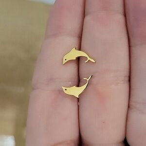 Dolphin Stud Earrings, gold